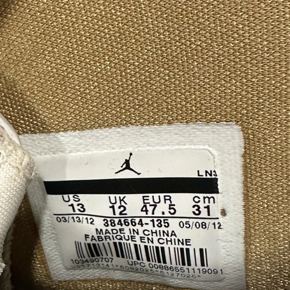 Jordan 6 GMP White and Gold Interior Label - Picture 3 of 3